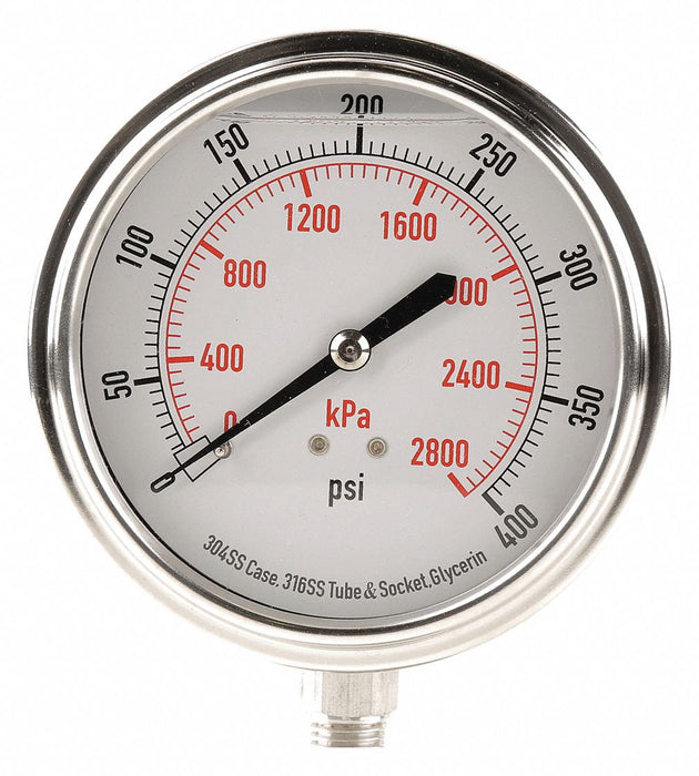 D1368 Pressure Gauge Liquid Filled 3-1/2 In