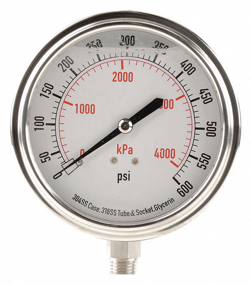 D1368 Pressure Gauge Liquid Filled 3-1/2 In