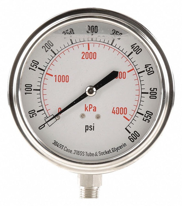 D1368 Pressure Gauge Liquid Filled 3-1/2 In