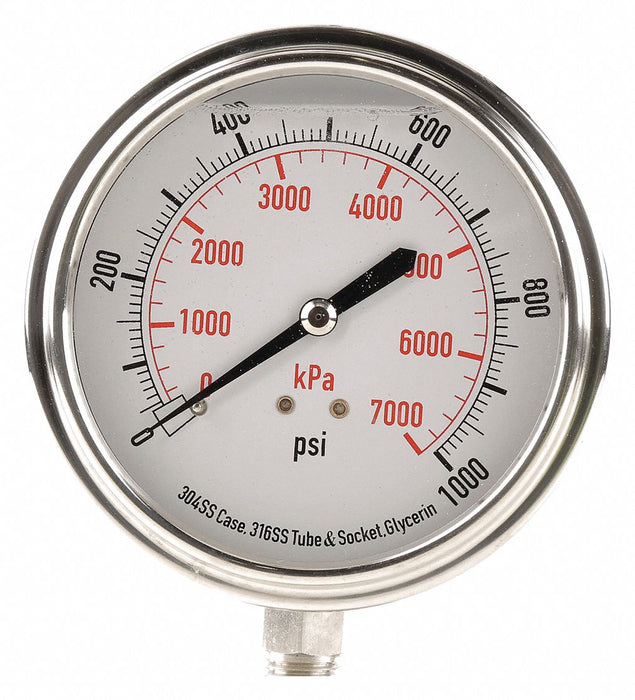 D1368 Pressure Gauge Liquid Filled 3-1/2 In