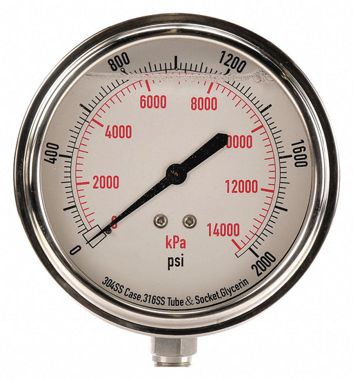 D1368 Pressure Gauge Liquid Filled 3-1/2 In