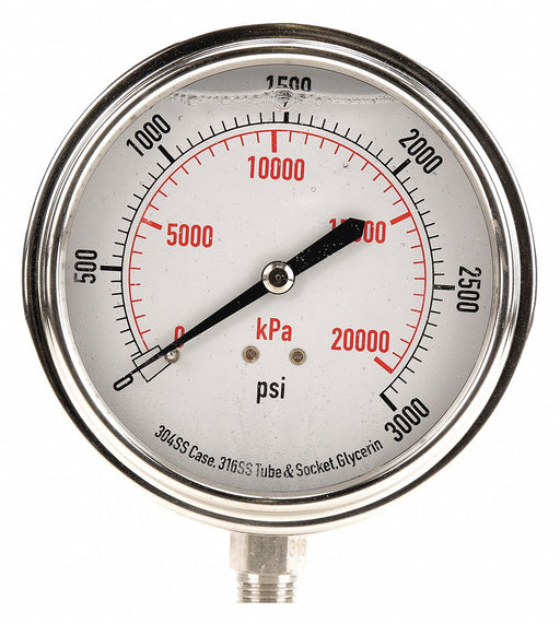 D1368 Pressure Gauge Liquid Filled 3-1/2 In