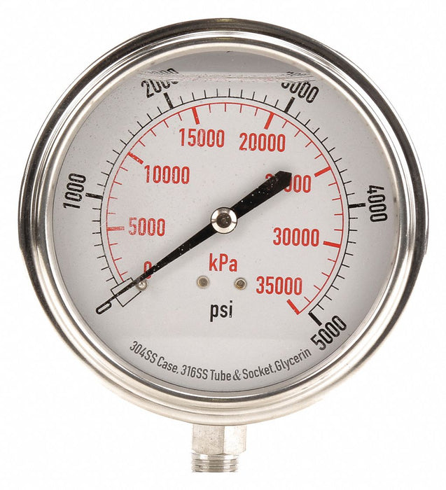 D1368 Pressure Gauge Liquid Filled 3-1/2 In
