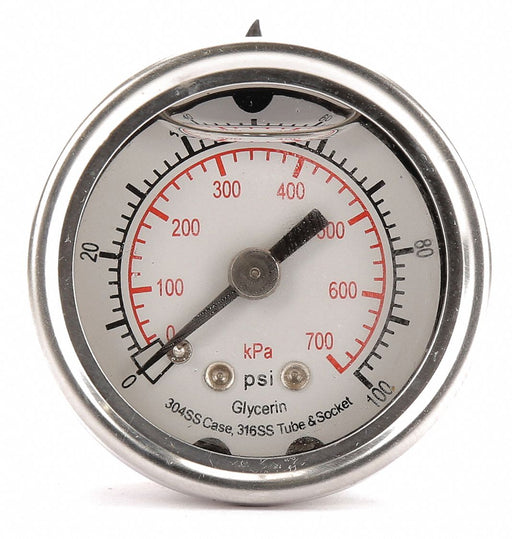 D1356 Pressure Gauge Liquid Filled 1-1/2 In