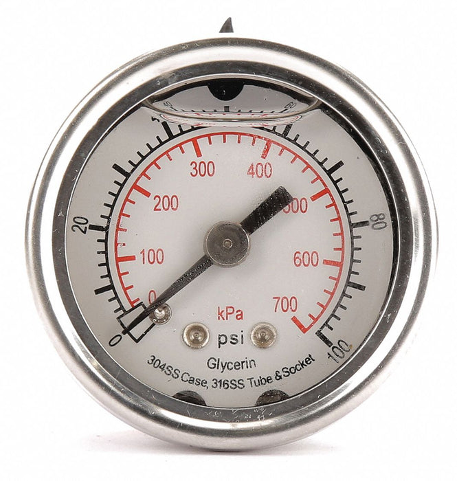 D1356 Pressure Gauge Liquid Filled 1-1/2 In