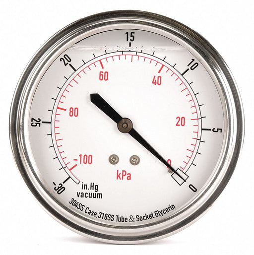 D1369 Vacuum Gauge Liquid Filled 3-1/2 In
