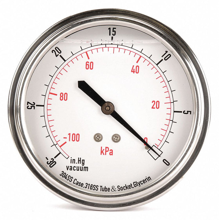 D1369 Vacuum Gauge Liquid Filled 3-1/2 In