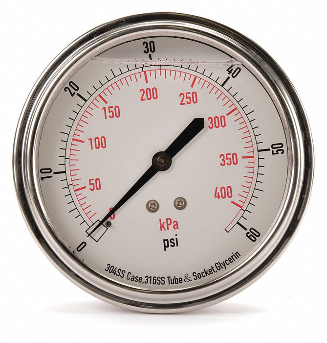 D1369 Pressure Gauge Liquid Filled 3-1/2 In