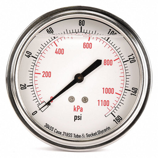 D1369 Pressure Gauge Liquid Filled 3-1/2 In