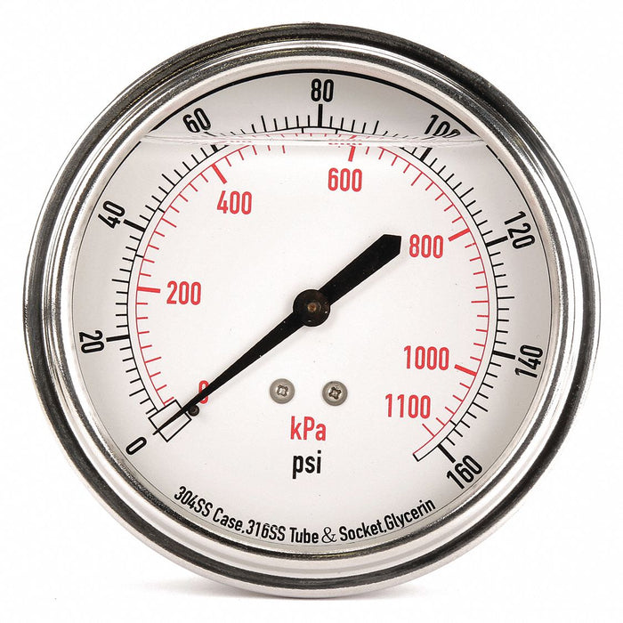 D1369 Pressure Gauge Liquid Filled 3-1/2 In