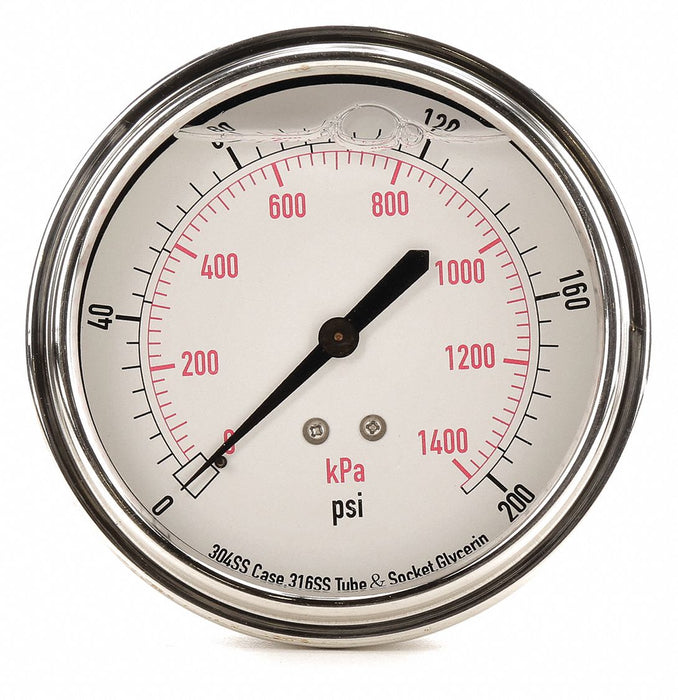 D1369 Pressure Gauge Liquid Filled 3-1/2 In