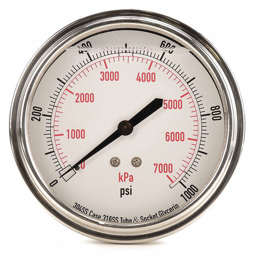 D1369 Pressure Gauge Liquid Filled 3-1/2 In