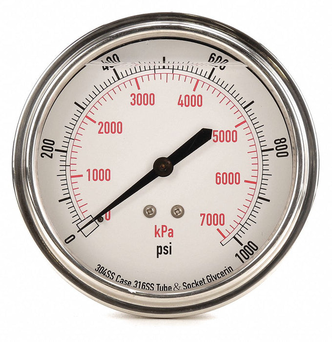 D1369 Pressure Gauge Liquid Filled 3-1/2 In