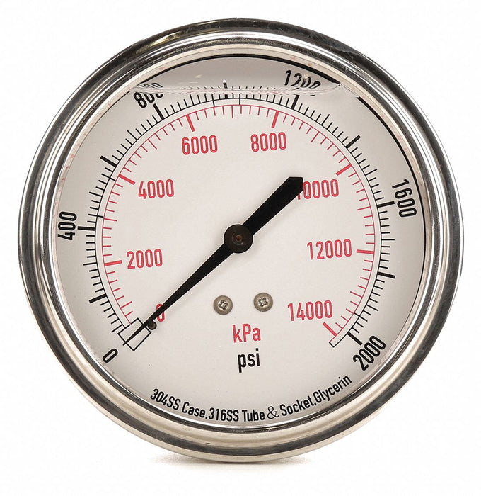 D1369 Pressure Gauge Liquid Filled 3-1/2 In