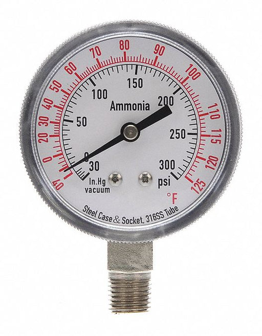 Compound Gauge Ammonia 2 1/2 In 300 Psi