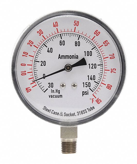 Compound Gauge Ammonia 3 1/2 In 150 Psi