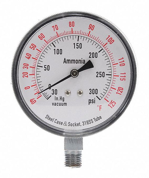 Compound Gauge Ammonia 3 1/2 In 300 Psi