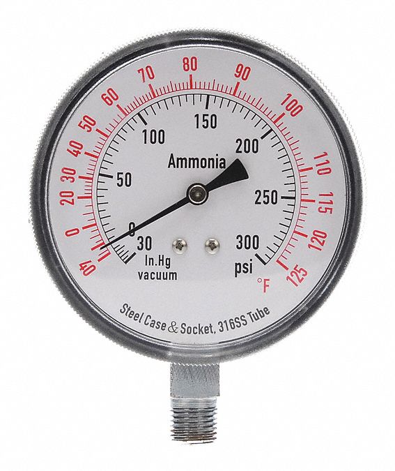 Compound Gauge Ammonia 3 1/2 In 300 Psi