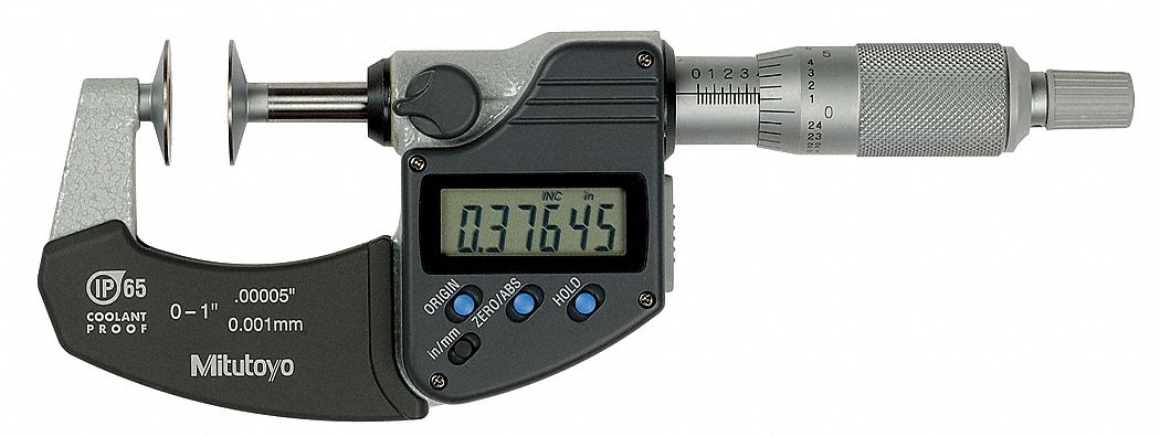 Digital Disk Micrometer 0-1 In 0.00005In