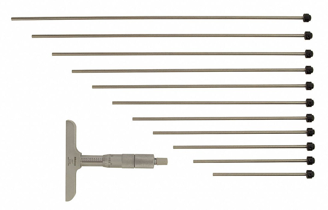 Depth Micrometer 0-12 4 In Base 12 Rods
