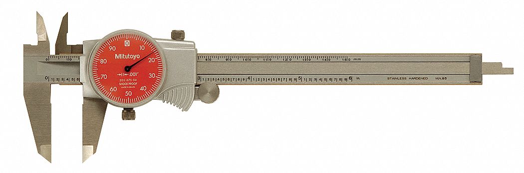 N1164 Dial Caliper 6 In Red 0.100 In/Rev