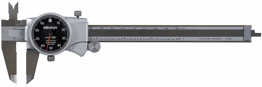 N1164 Dial Caliper 6 In Black 0.100/Rev