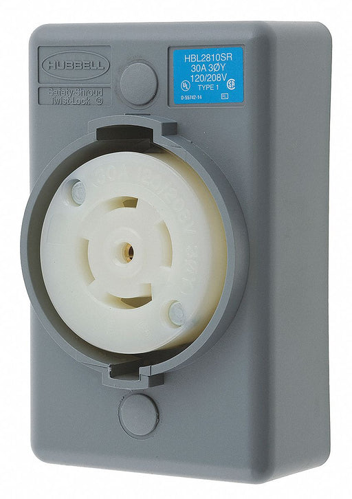 LckRecept 30A Gry Wht Vlx L21-30R 1Gng