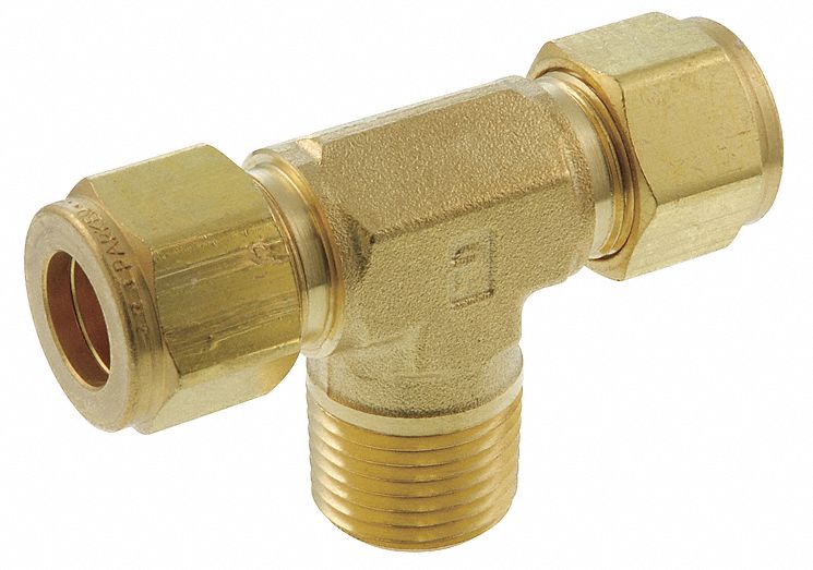 Tee Brass Comp3/8 Comp3/8 MNPT3/8 
