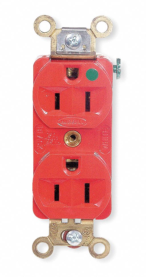 Receptacle Red 15 A 2P3W Back Side 1PK