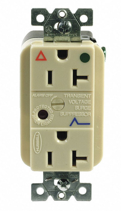 Receptacle Ivory 20 A 2P3W Back 1PK