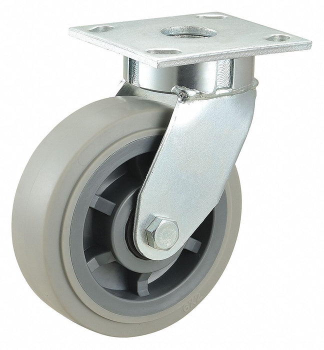 Plate Caster Swivel Rubber 7 1/2 H