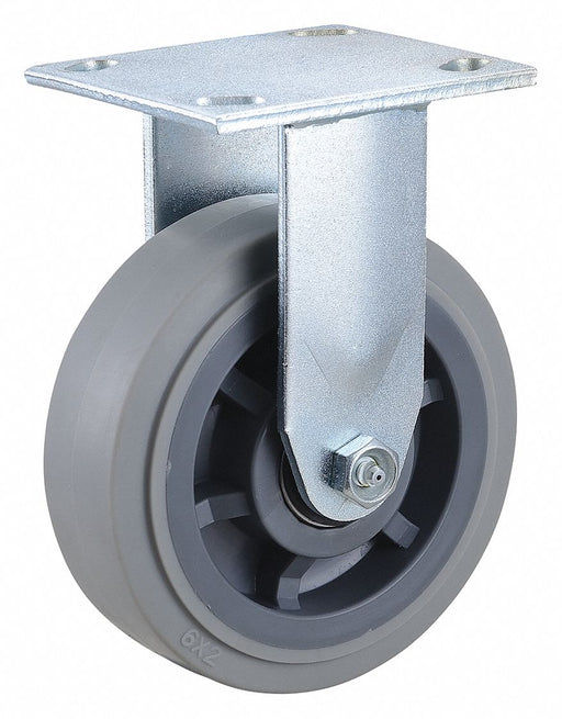 Plate Caster Rigid Rubber 7 1/2 H