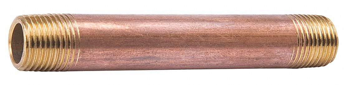 Nipple Red Brass 1/2 x 6 In Threaded