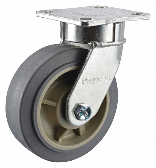 Plate Caster Swivel Rubber 6 1/2 H
