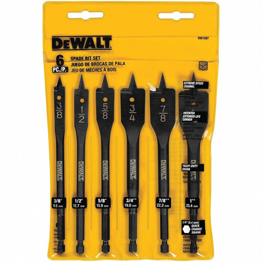 Spade Bit Set Shank Hex 1/4