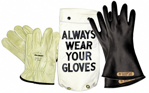 D1029 ElectricalInsulatingGloveKit Sz7 Blk PR