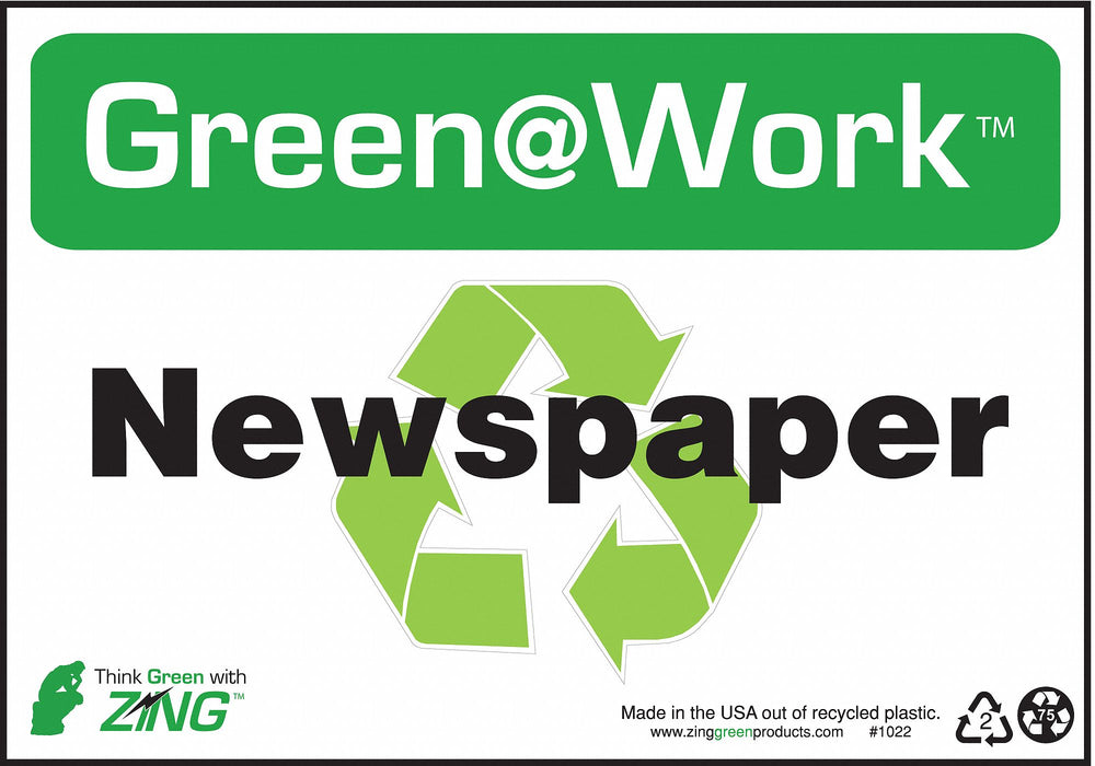 Sign Newspaper Recycling 7X10 Plastic