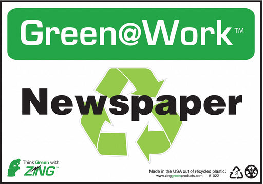 Sign Newspaper Recycling 7X10 Plastic
