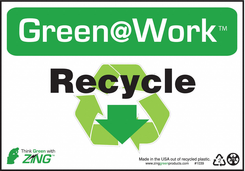 Sign Recycle Symbol 7X10 Plastic
