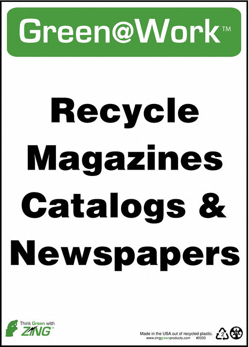 Sign Recycle Newspapers 14X10 Plastic