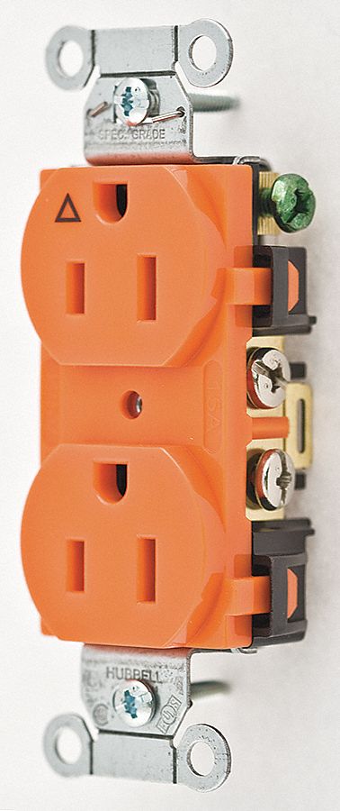 Receptacle Orange 15 A 2P3W Side 1PK