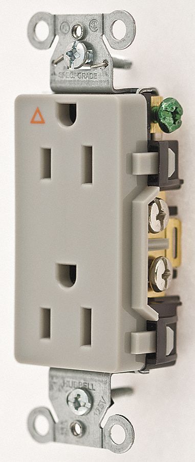 Receptacle Gray 15 A 2P3W Back Side 1PK