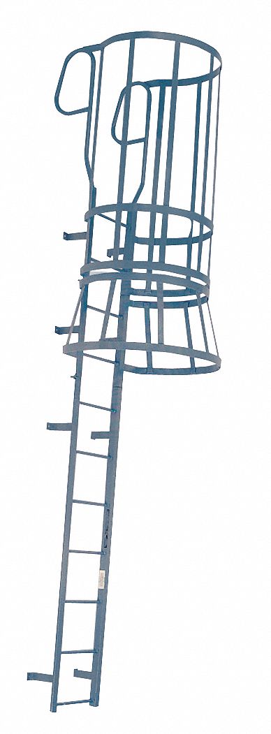 Fixed Ladder Sft Cage WlkThru 17ft.8In H