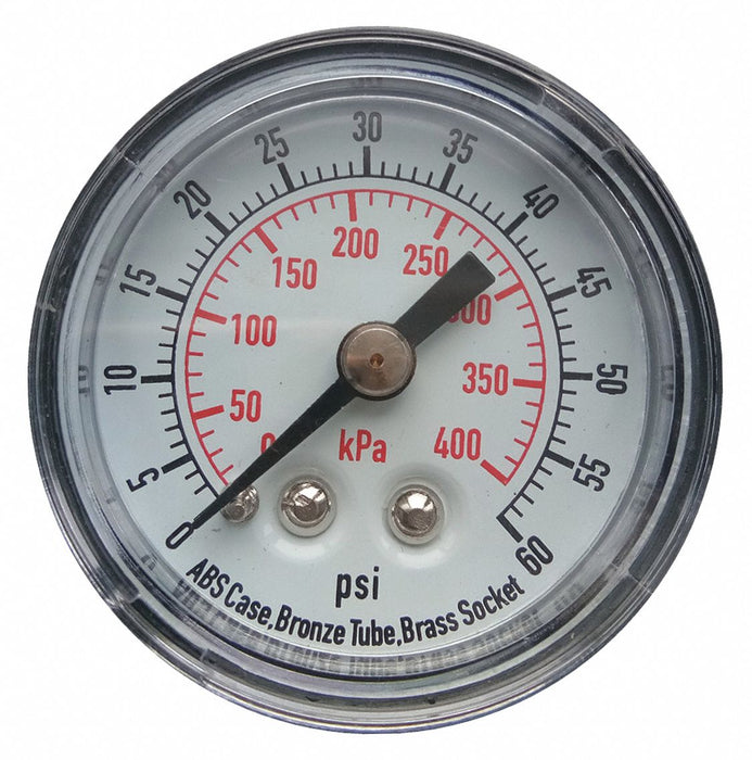 Pressure Gauge 0 to 60 psi 0 to 400 kPa
