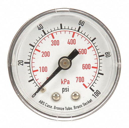 Pressure Gauge 0 to 100 psi 0 to 700 kPa