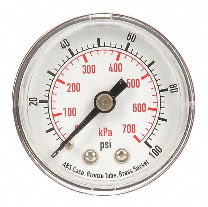 Pressure Gauge 0 to 100 psi 0 to 700 kPa