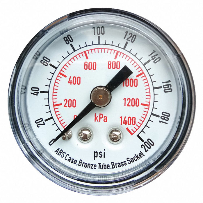 Pressure Gauge 0to200 psi 0to1400 kPa