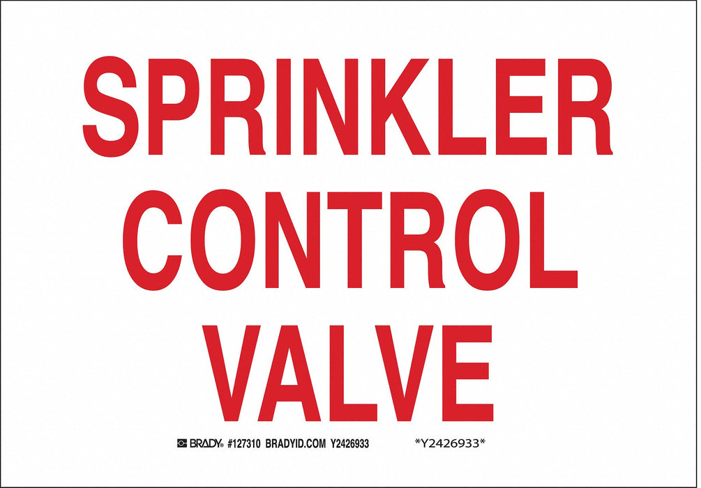 Fire Sprinkler Control Valve Sign R/WHT