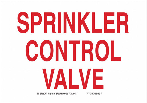 Fire Sprinkler Control Valve Sign R/WHT
