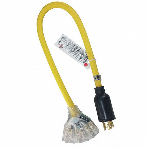 IlluminatedCordAdapter 2ft Ylw 3 Outlet